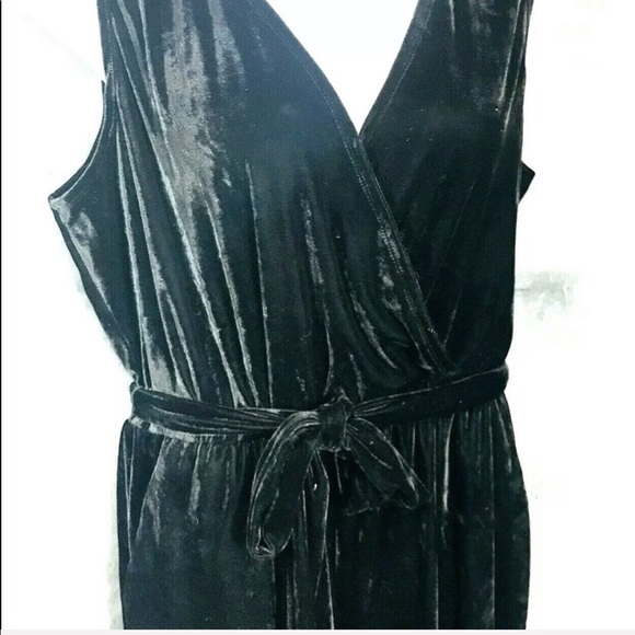 NY Collection Jumpsuit Black Velvet Jumpsuit - Picture 3 of 8